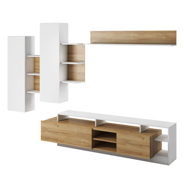 Wohnwand ALVDAL - Eiche - Weiß