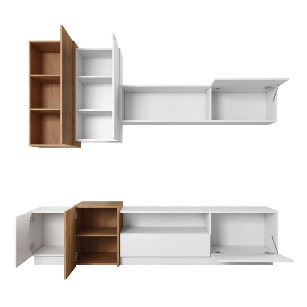 Wohnwand ETNE - Eiche - Weiß - Push-to-open – Bild 3