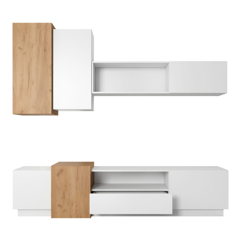 Wohnwand ETNE - Eiche - Weiß - Push-to-open – Bild 5