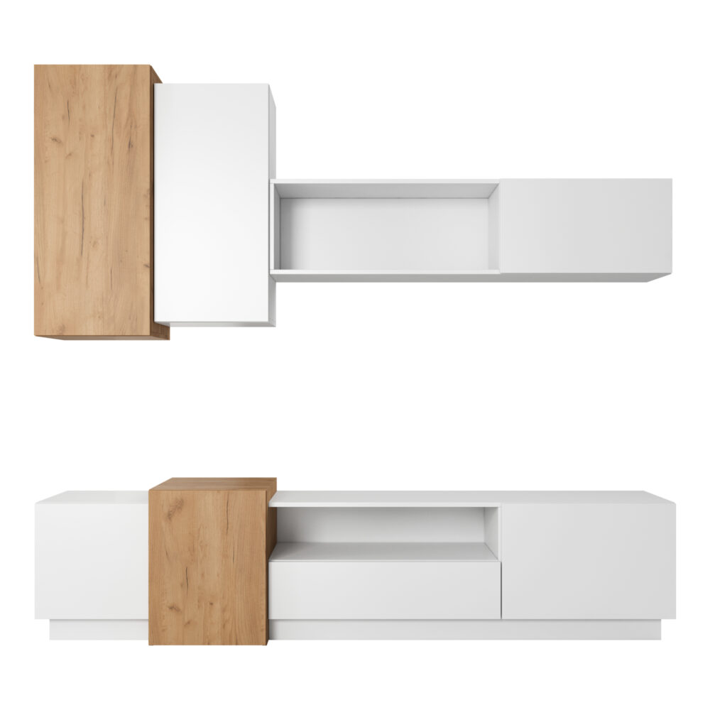 Wohnwand ETNE - Eiche - Weiß - Push-to-open – Bild 6