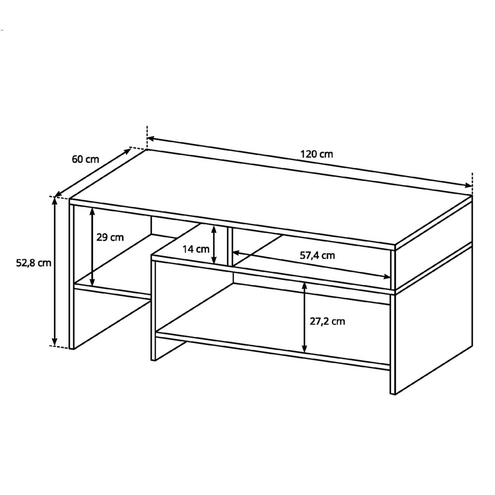 Couchtisch ALVDAL - Eiche - Weiß - Ablagen – Bild 2