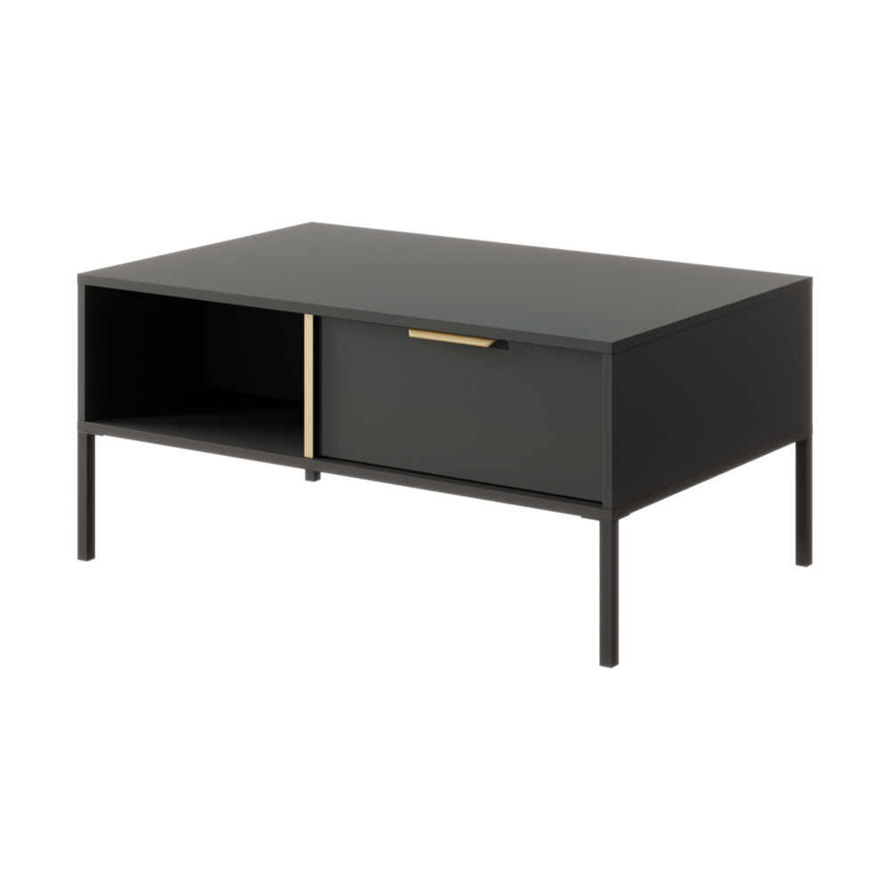 Couchtisch LAVIK - Anthrazit - mit Schubladen - goldfarbene Akzente – Bild 1