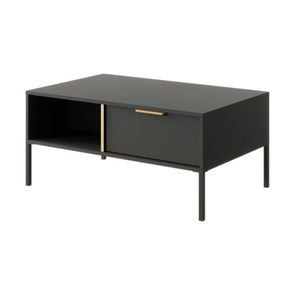Couchtisch LAVIK - Anthrazit - mit Schubladen - goldfarbene Akzente