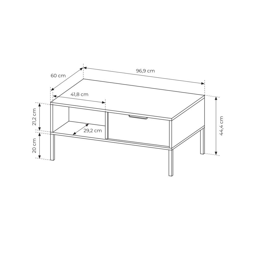 Couchtisch LAVIK - Anthrazit - mit Schubladen - goldfarbene Akzente – Bild 2