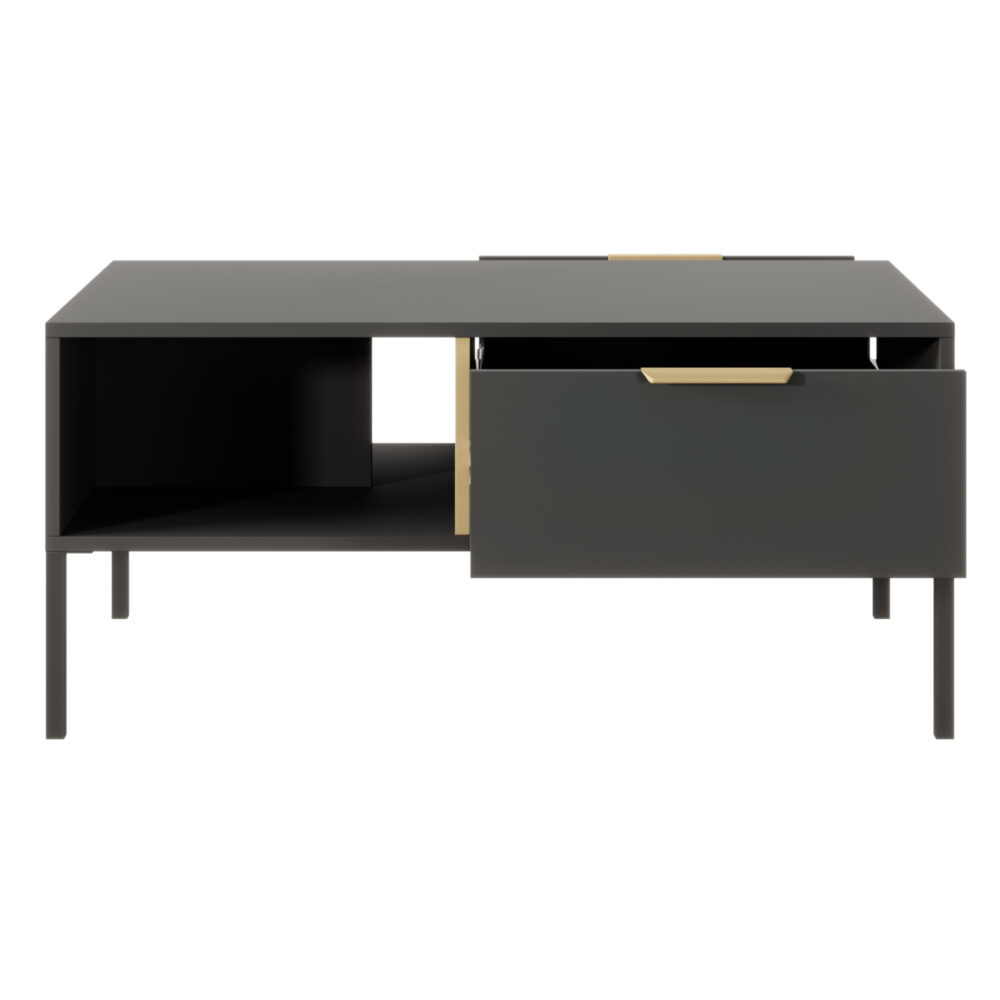 Couchtisch LAVIK - Anthrazit - mit Schubladen - goldfarbene Akzente – Bild 7