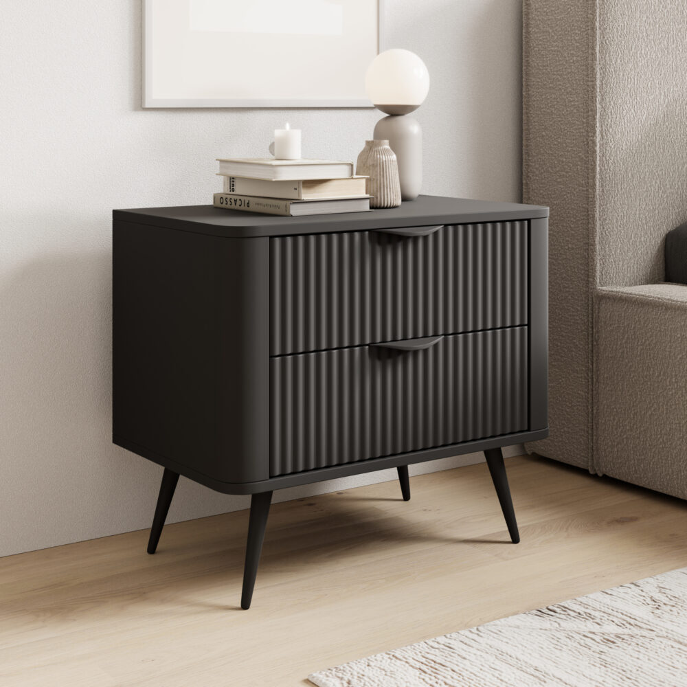 Nachttisch LEKNES - Schwarz - mit Schubladen – Bild 2