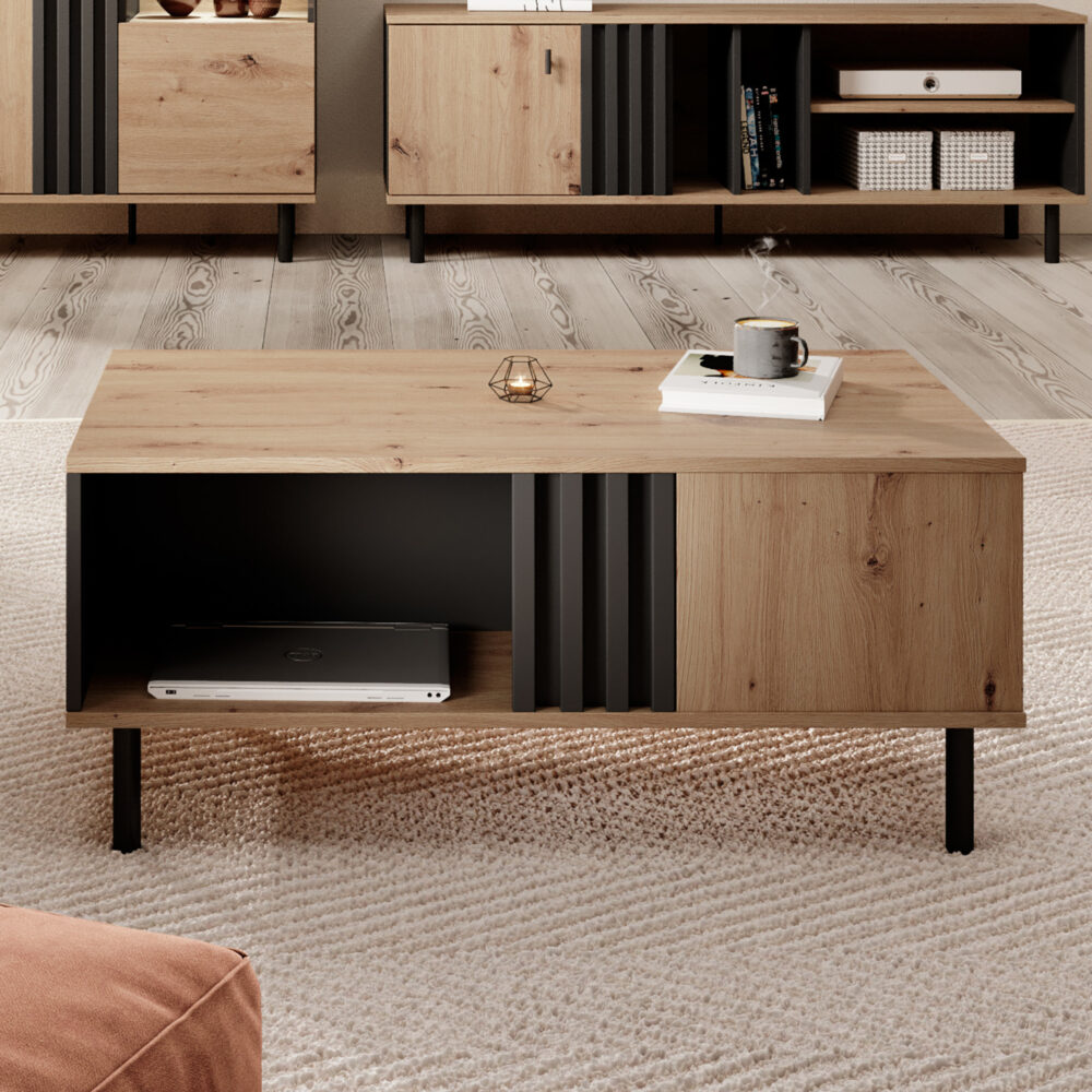 Couchtisch MANDAL - Eiche - Anthrazit - matt - mit Schublade – Bild 2