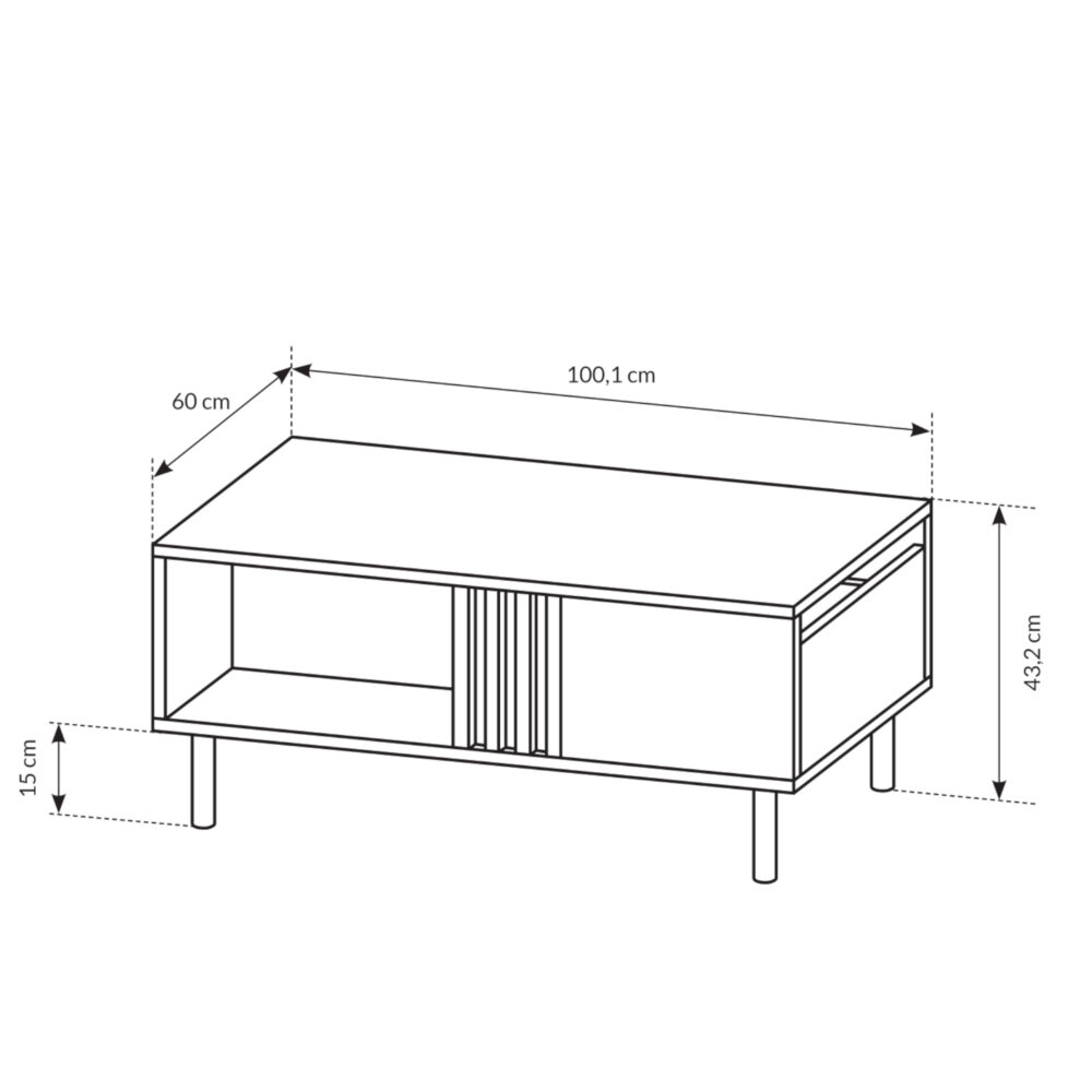 Couchtisch MANDAL - Eiche - Anthrazit - matt - mit Schublade – Bild 3