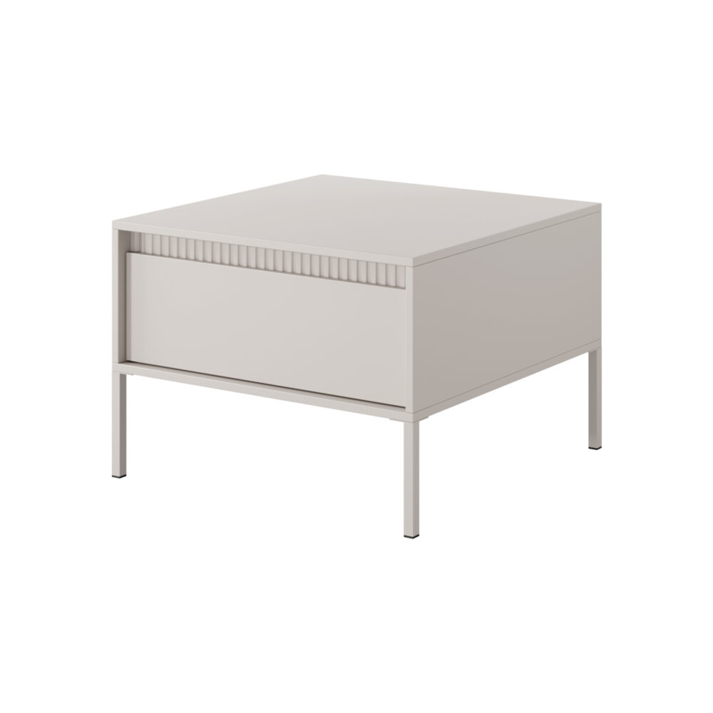 Couchtisch SELBU - Beige - geriffelte Fronten - mit Schublade