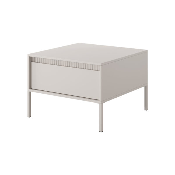 Couchtisch SELBU - Beige - geriffelte Fronten - mit Schublade