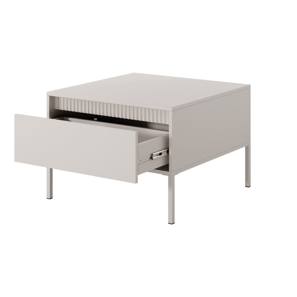 Couchtisch SELBU - Beige - geriffelte Fronten - mit Schublade – Bild 4