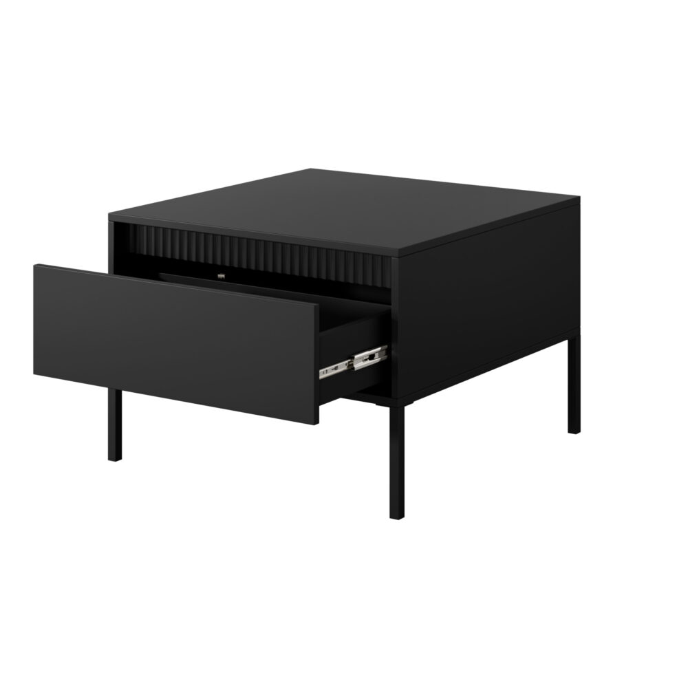 Couchtisch SELBU - Schwarz - geriffelte Fronten - mit Schublade – Bild 4