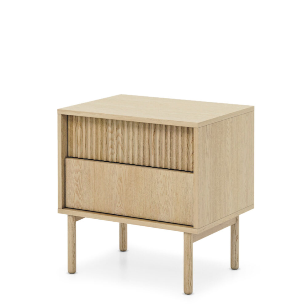 Nachttisch TAU - Cremona-Eiche - geriffelte Fronten - mit Schubladen