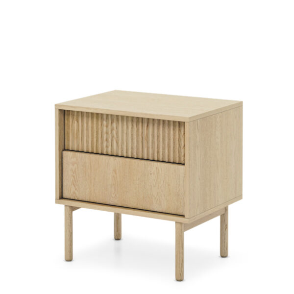 Nachttisch TAU - Cremona-Eiche - geriffelte Fronten - mit Schubladen