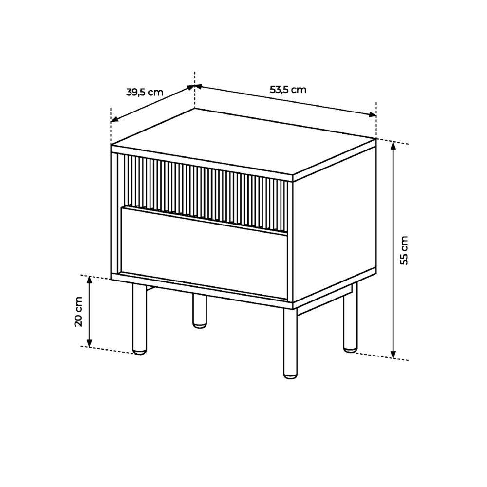 Nachttisch TAU - Cremona-Eiche - geriffelte Fronten - mit Schubladen – Bild 3