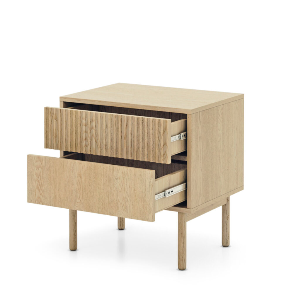 Nachttisch TAU - Cremona-Eiche - geriffelte Fronten - mit Schubladen – Bild 4