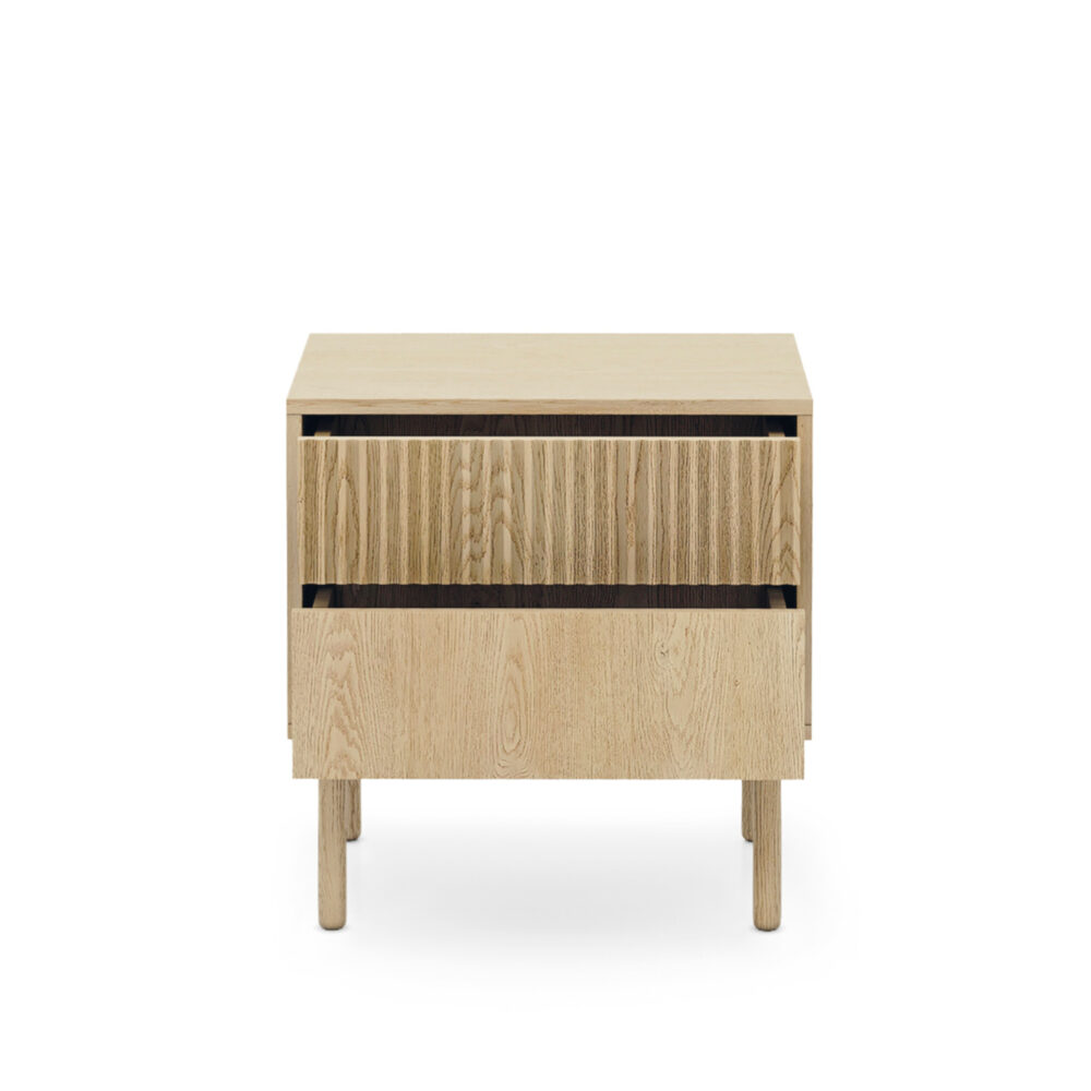 Nachttisch TAU - Cremona-Eiche - geriffelte Fronten - mit Schubladen – Bild 7