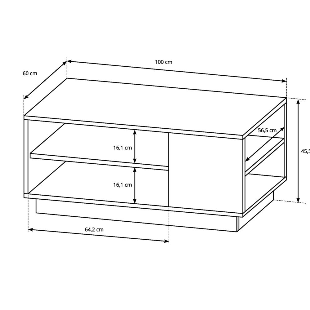 Couchtisch ETNE - Eiche - Weiß - Ablage – Bild 2