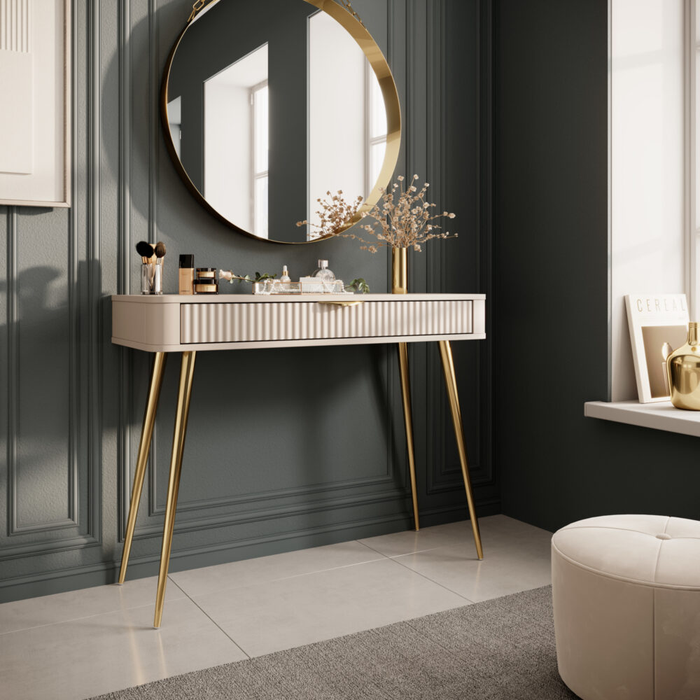 Schminktisch LEKNES - Beige - mit Schublade – Bild 2