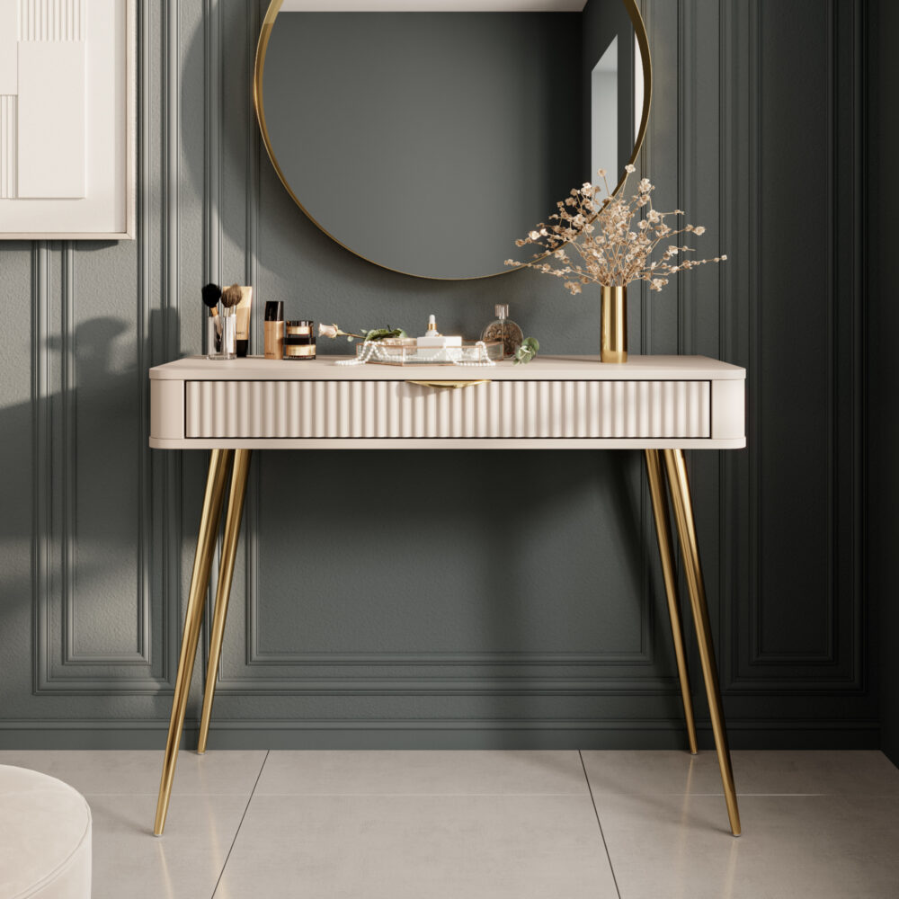 Schminktisch LEKNES - Beige - mit Schublade – Bild 8