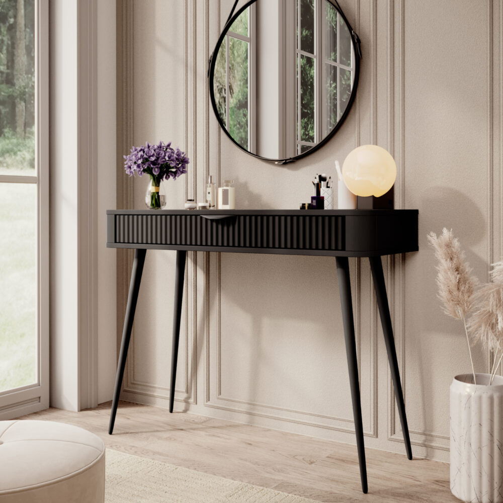 Schminktisch LEKNES - Schwarz - mit Schublade – Bild 2