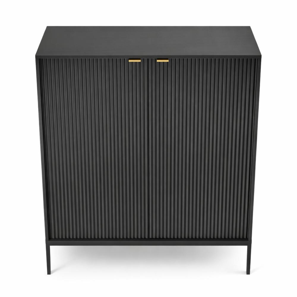 Kommode NANAIMO K104 - Schwarz - Goldene Griffe - Breite 104 cm, Höhe 125 cm, Tiefe 39 cm – Bild 7