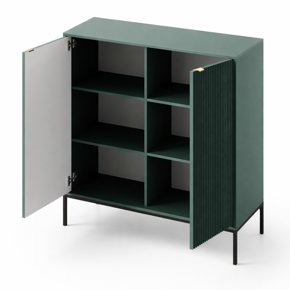 Kommode NANAIMO K104 - Grün - Goldene Griffe - Breite 104 cm, Höhe 125 cm, Tiefe 39 cm – Bild 4