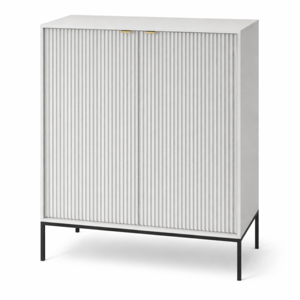 Kommode NANAIMO K104 - Grau - Goldene Griffe - Breite 104 cm, Höhe 125 cm, Tiefe 39 cm