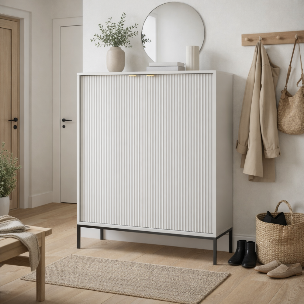 Kommode NANAIMO K104 - Grau - Goldene Griffe - Breite 104 cm, Höhe 125 cm, Tiefe 39 cm – Bild 5