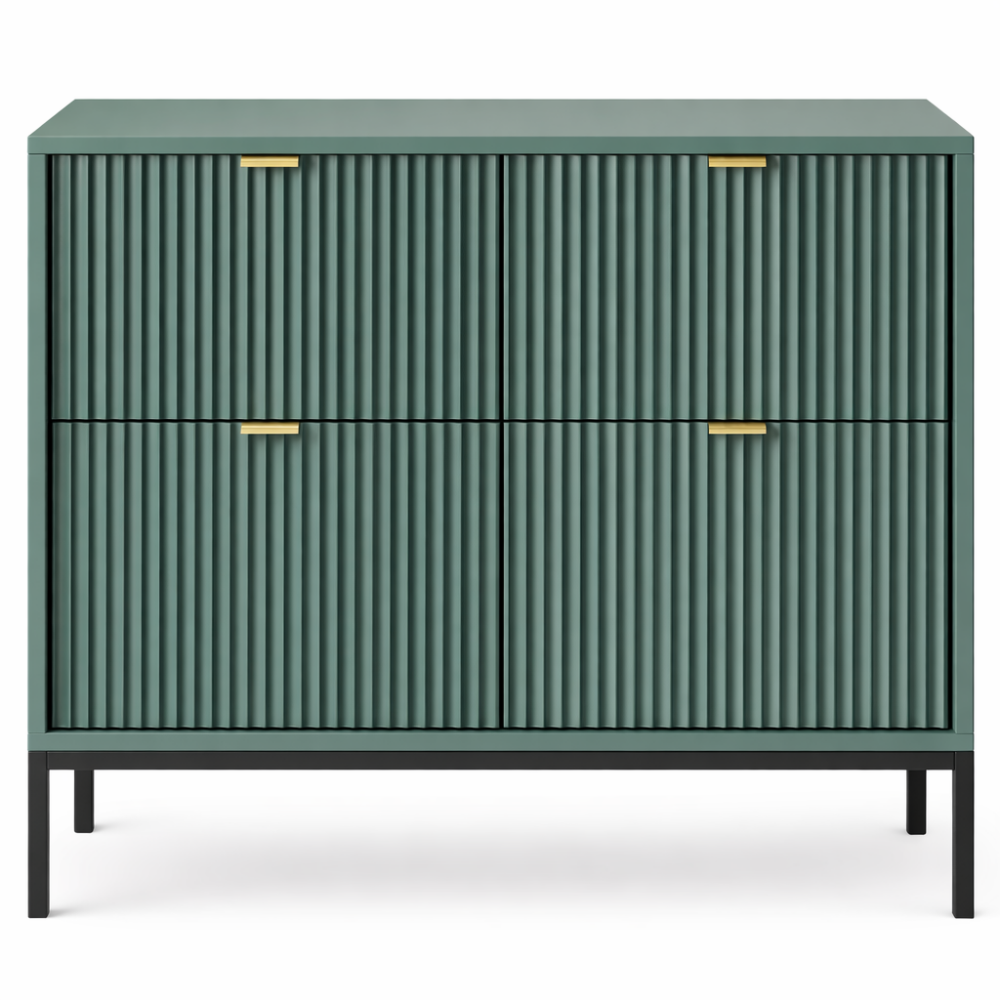 Kommode NANAIMO KSZ104 - Grün - Goldene Griffe - 2 Schubladen - Breite 104 cm, Höhe 83 cm, Tiefe 39 cm – Bild 5