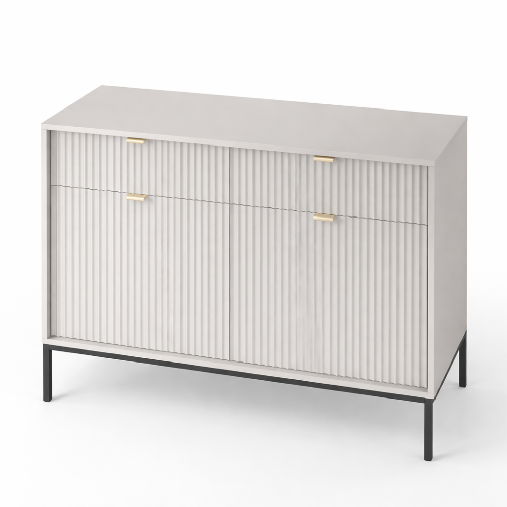 Kommode NANAIMO KSZ104 - Grau - Goldene Griffe - 2 Schubladen - Breite 104 cm, Höhe 83 cm, Tiefe 39 cm – Bild 5