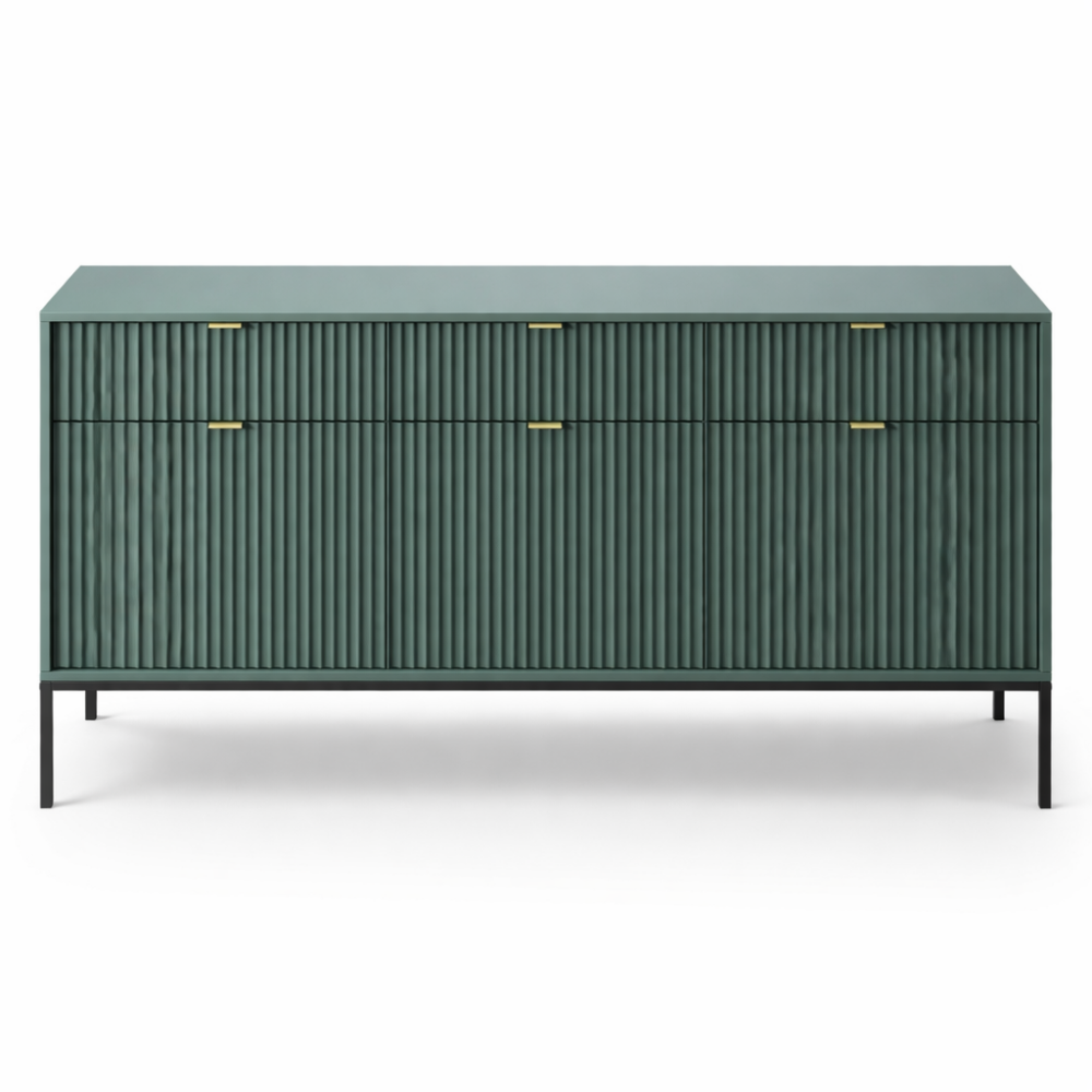 Kommode NANAIMO KSZ154 - Grün - Goldene Griffe - 3 Schubladen - Breite 154 cm, Höhe 83 cm, Tiefe 39 cm – Bild 5