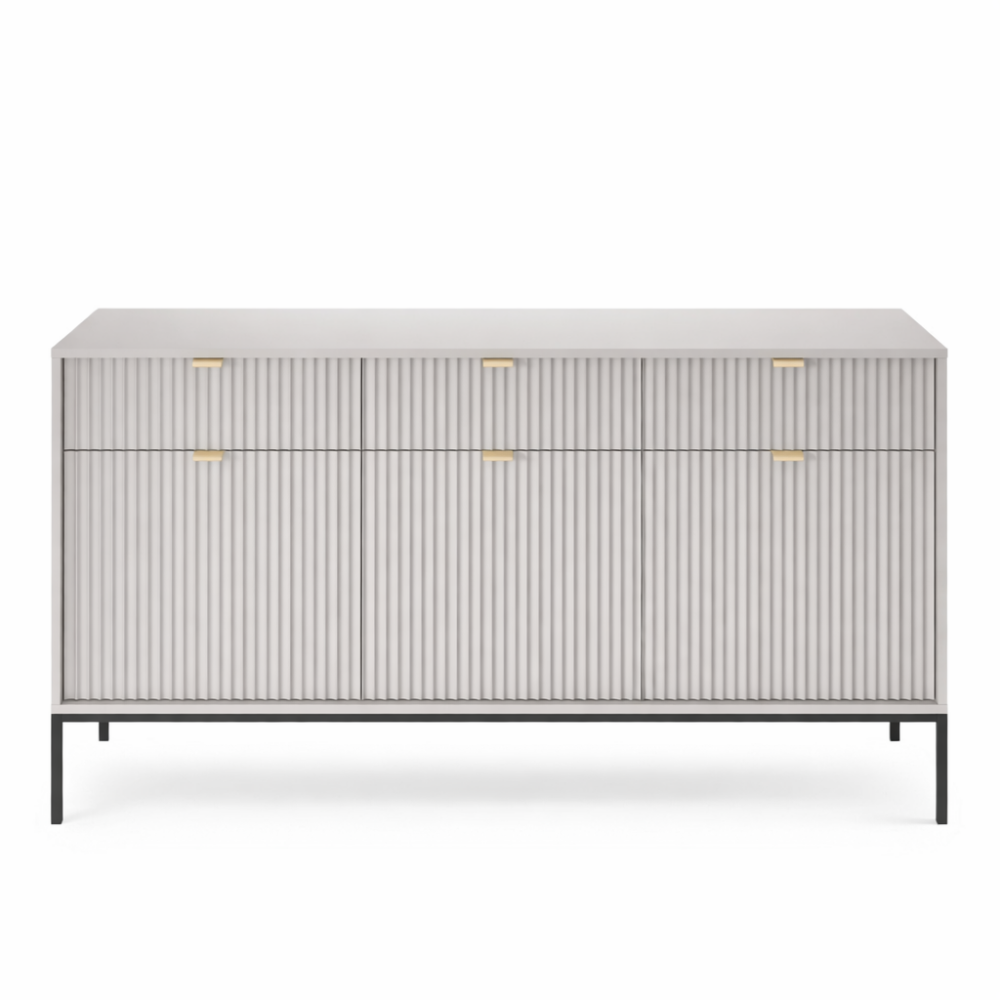 Kommode NANAIMO KSZ154 - Grau - Goldene Griffe - 3 Schubladen - Breite 154 cm, Höhe 83 cm, Tiefe 39 cm – Bild 4