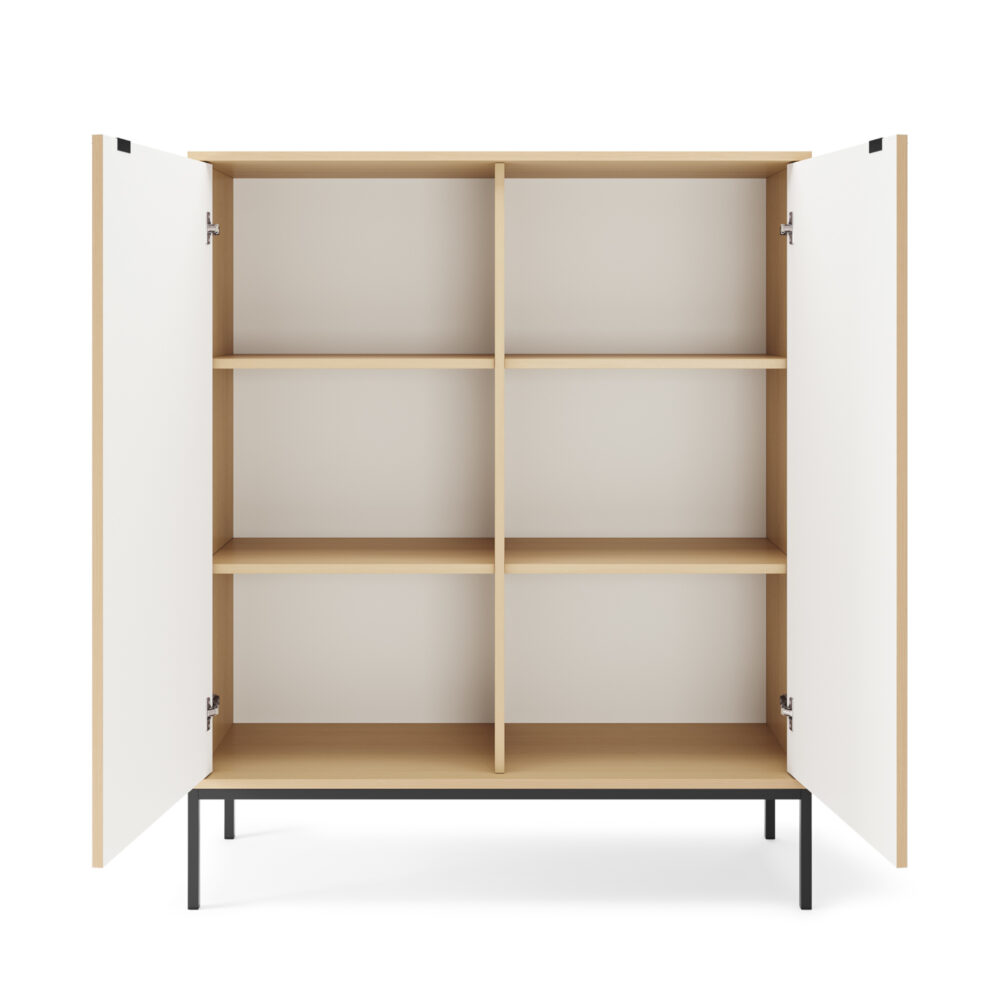 Commode NANAIMO K104 - Farbe Eiche - Schwarze Griffe - Breite 104 cm, Höhe 125 cm, Tiefe 39 cm – Bild 4