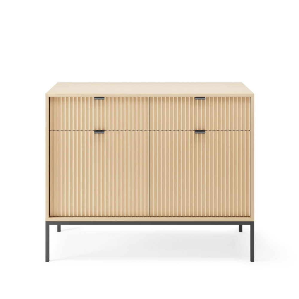 Commode NANAIMO KSZ104 - Farbe Eiche - Schwarze Griffe - 2 Schubladen - Breite 104 cm, Höhe 83 cm, Tiefe 39 cm – Bild 7