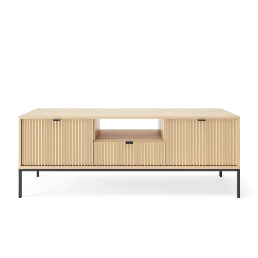 Fernsehtisch NANAIMO - Farbe Eiche - Schwarze Griffe - Breite 154 cm, Höhe 56 cm, Tiefe 39 cm – Bild 7