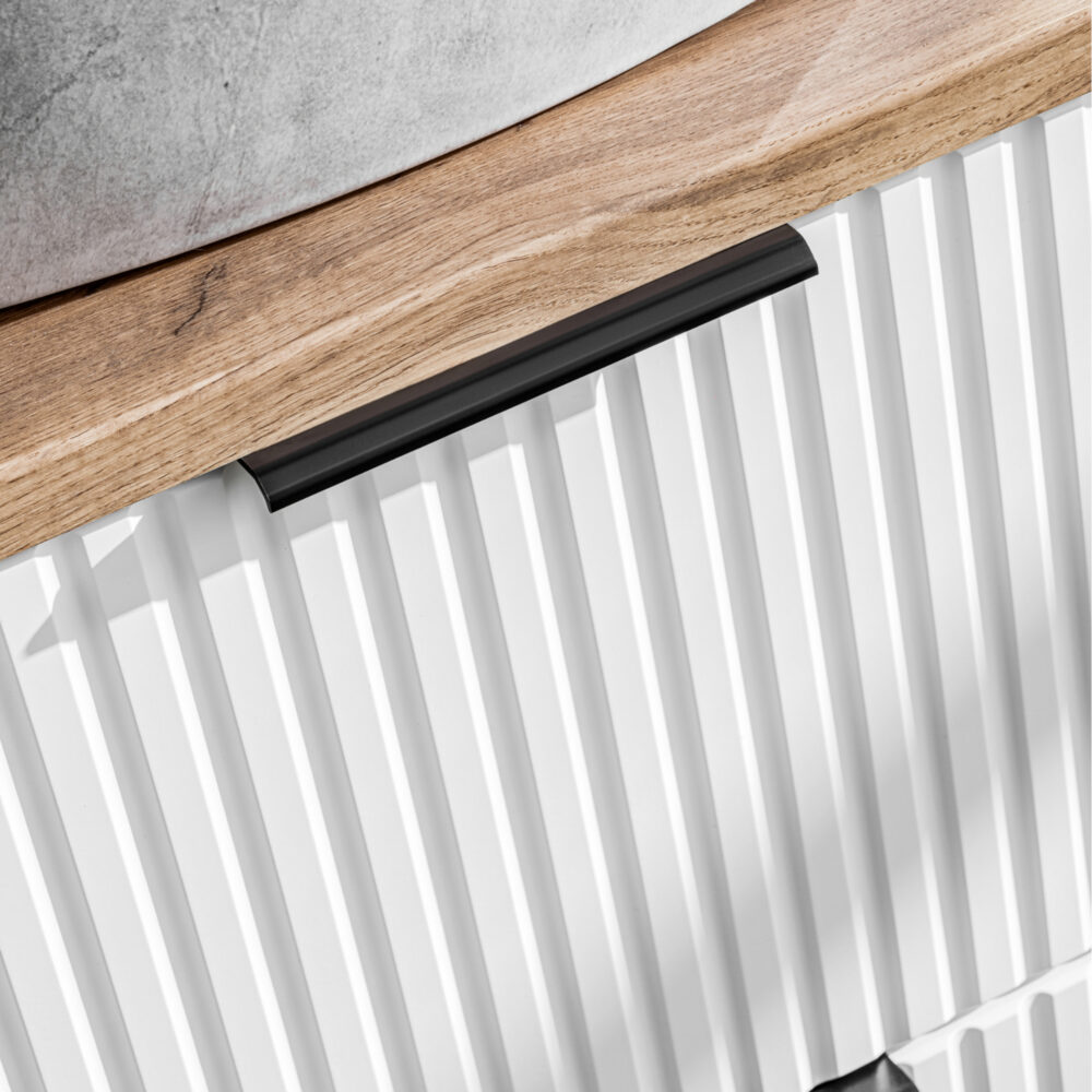 Hängeschrank mit Waschbecken und Arbeitsplatte ADEN – Weiß – Arbeitsplatte in Wotan-Eiche – 2 Schubladen – 80 x 75 x 46 cm – Bild 9
