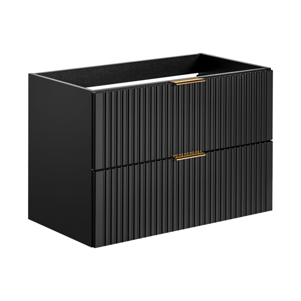 Hängeschrank mit Waschbecken und Arbeitsplatte ADEN – Schwarz – Arbeitsplatte in Wotan-Eiche – 2 Schubladen – 80 x 75 x 46 cm – Bild 6