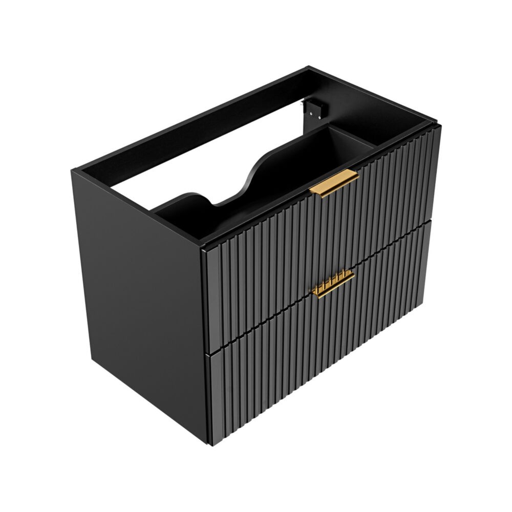 Hängeschrank mit Waschbecken und Arbeitsplatte ADEN – Schwarz – Arbeitsplatte in Wotan-Eiche – 2 Schubladen – 80 x 75 x 46 cm – Bild 7