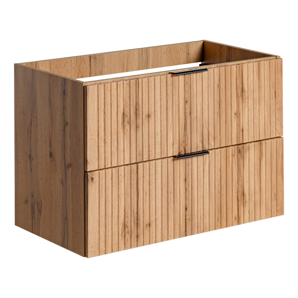 Hängeschrank mit Waschbecken und Arbeitsplatte ADEN – Wotan-Eiche – gefräste Fronten – 2 Schubladen – 80 x 75 x 46 cm – Bild 7