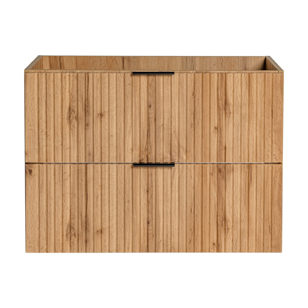 Hängeschrank mit Waschbecken und Arbeitsplatte ADEN – Wotan-Eiche – gefräste Fronten – 2 Schubladen – 80 x 75 x 46 cm – Bild 8