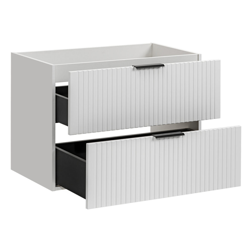 Hängeschrank unter dem Waschbecken mit Arbeitsplatte ADEN – Weiß – Arbeitsplatte in Wotan-Eiche – 2 Schubladen – 80 x 60 x 46 cm – Bild 3
