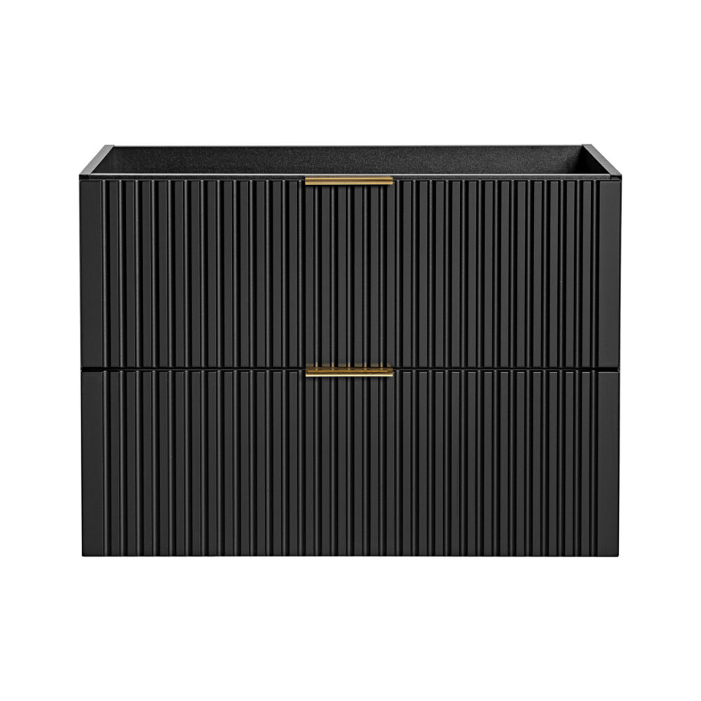 Hängeschrank unter dem Waschbecken mit Arbeitsplatte ADEN – Schwarz – Arbeitsplatte in Wotan-Eiche – 2 Schubladen – 80 x 60 x 46 cm – Bild 5
