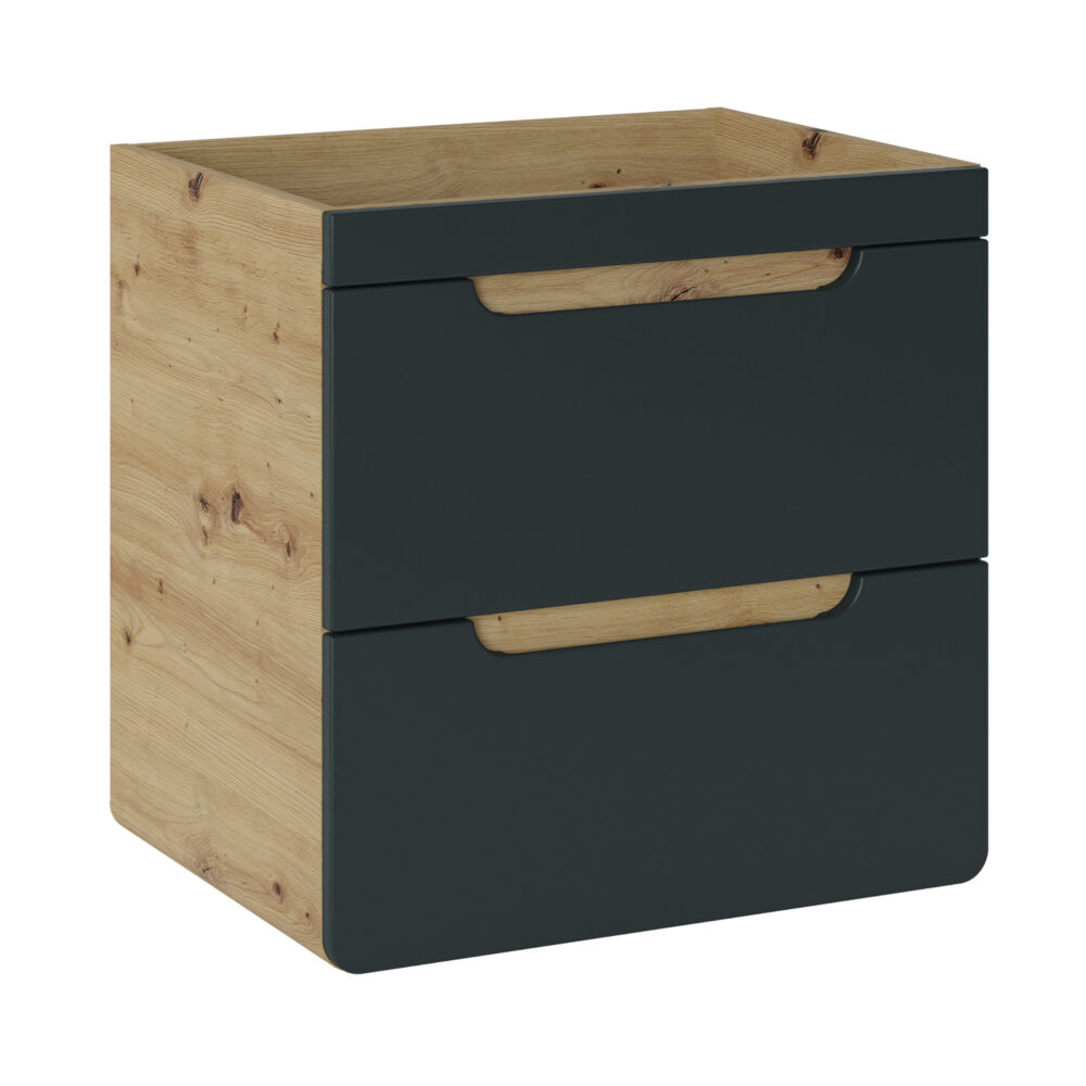 Hängeschrank mit Waschbecken und Siphon ARVIDA – Eiche – graue Front – 2 Schubladen – 60 x 59 x 46 cm – Bild 4