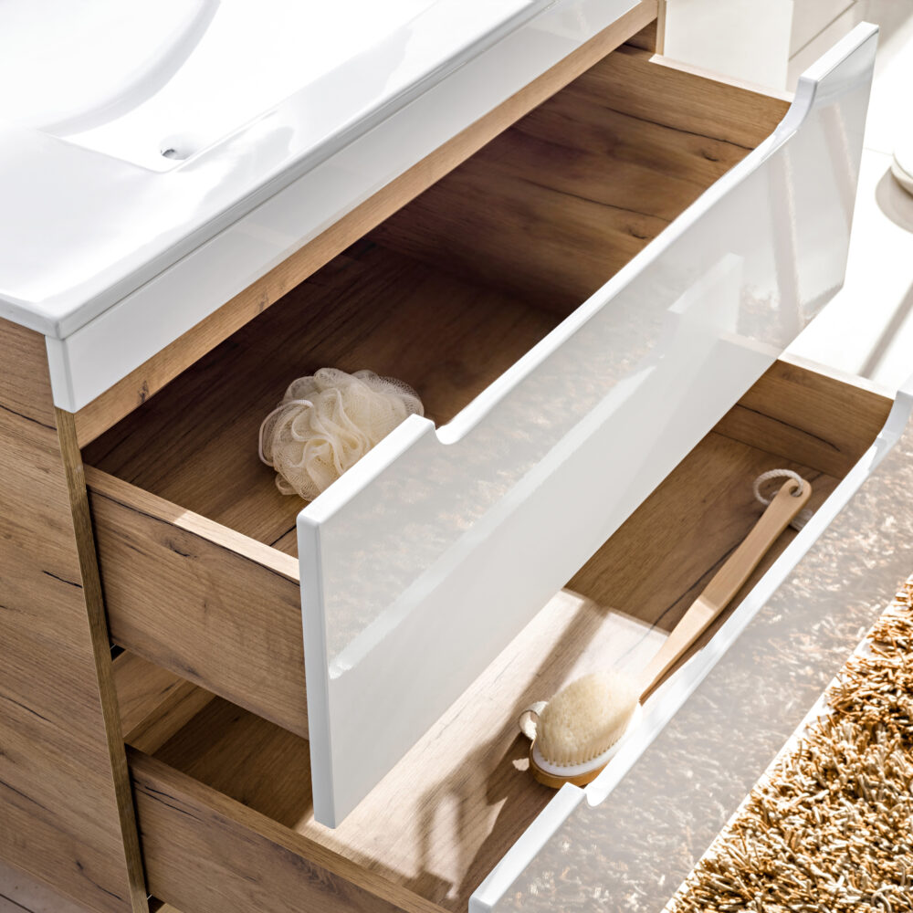 Hängeschrank mit Waschbecken und Siphon ARVIDA – Weiß – 2 Schubladen – 80 x 59 x 46 cm – Bild 9