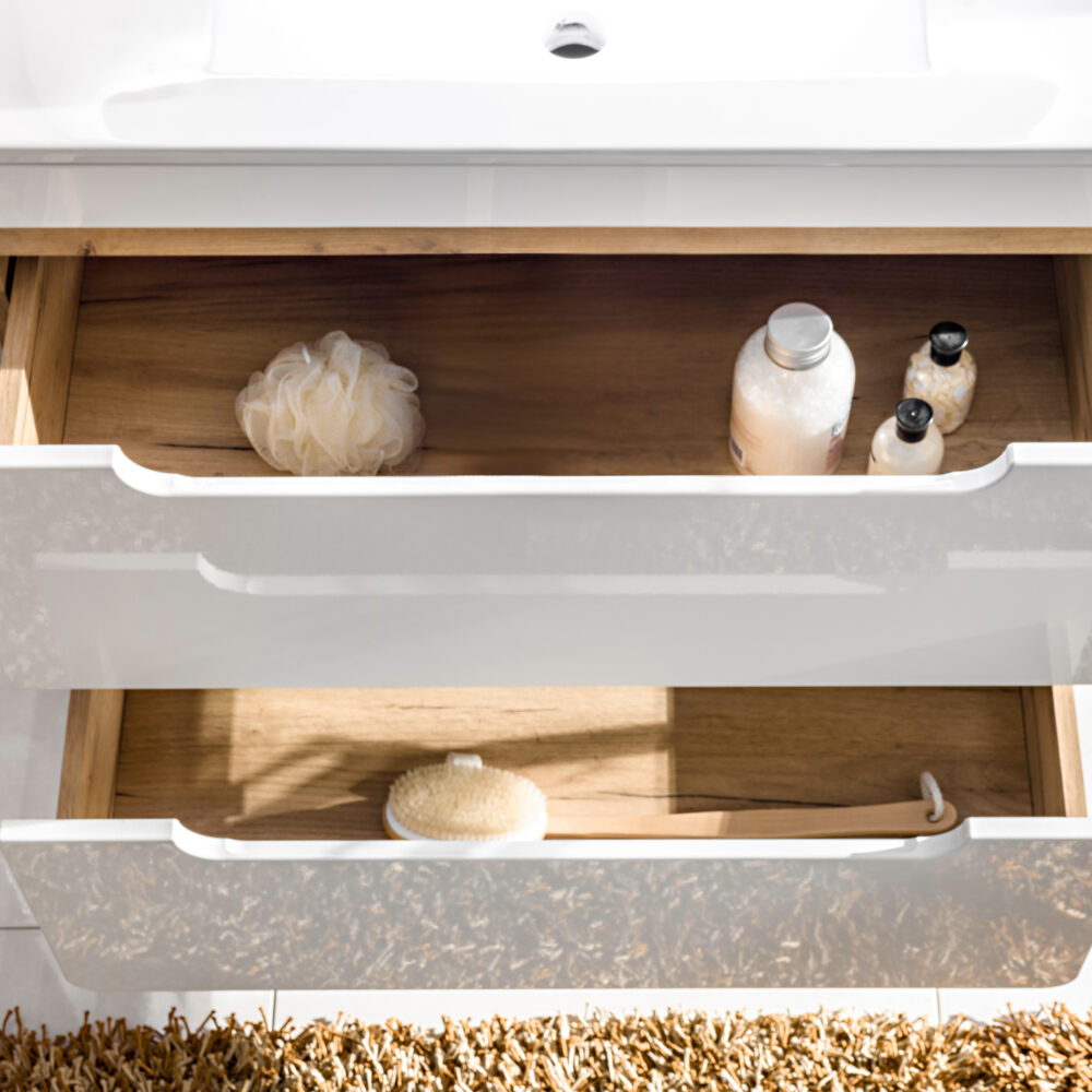 Hängeschrank mit Waschbecken und Siphon ARVIDA – Weiß – 2 Schubladen – 80 x 59 x 46 cm – Bild 10