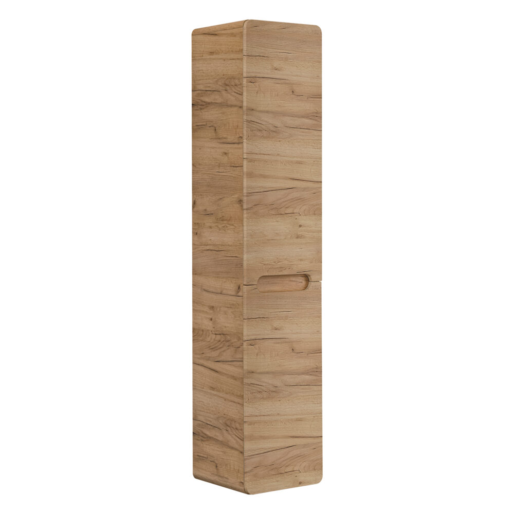 XMEBLAZSZKCM00101101_00.jpg Hoher Badezimmer-Hängeschrank ARVIDA – Eiche – 2 Türen – integrierter Korb – 35 x 170 x 35 cm – Bild 1