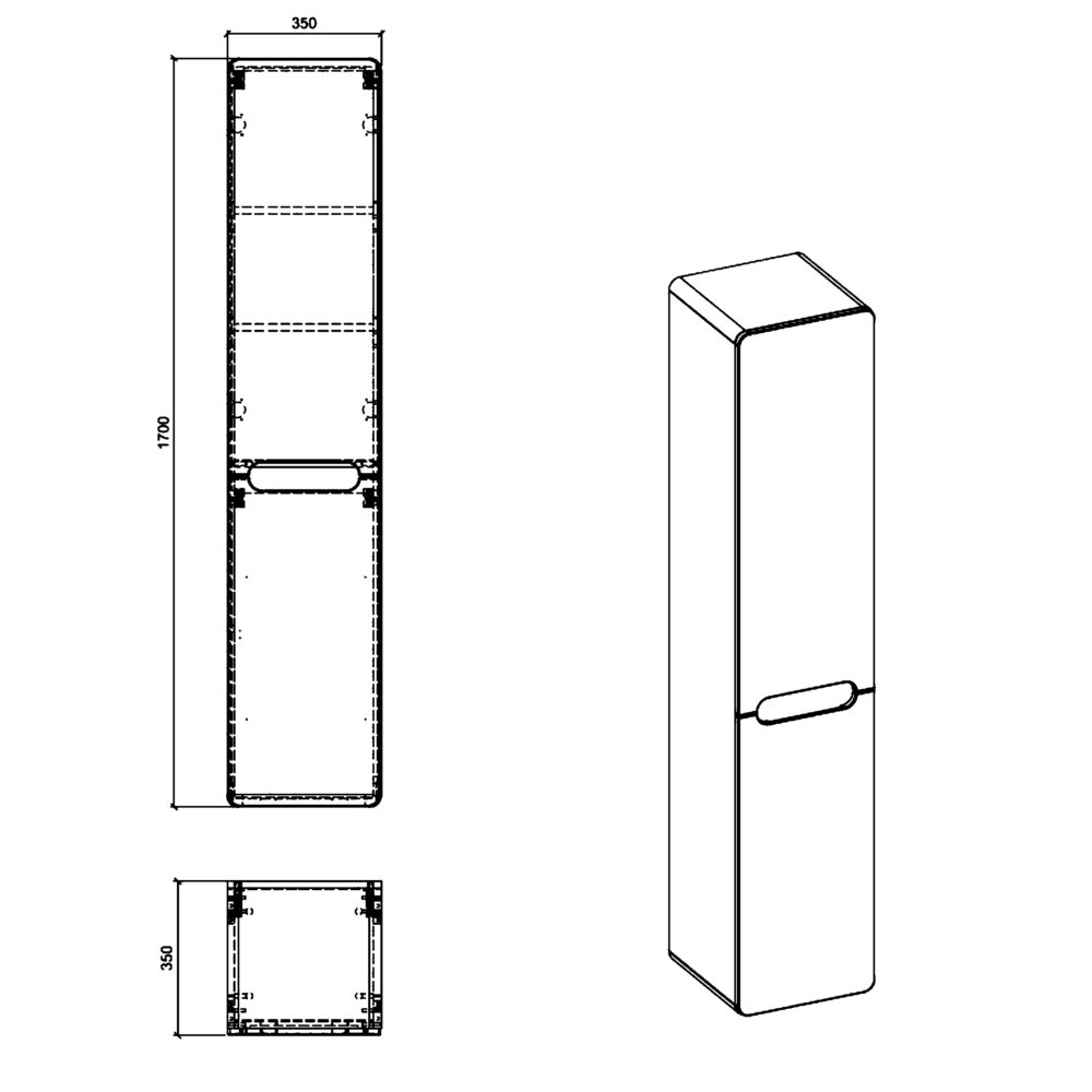 Hoher Badezimmer-Hängeschrank ARVIDA – Weiß – 2 Türen – integrierter Korb – 35 x 170 x 35 cm – Bild 3
