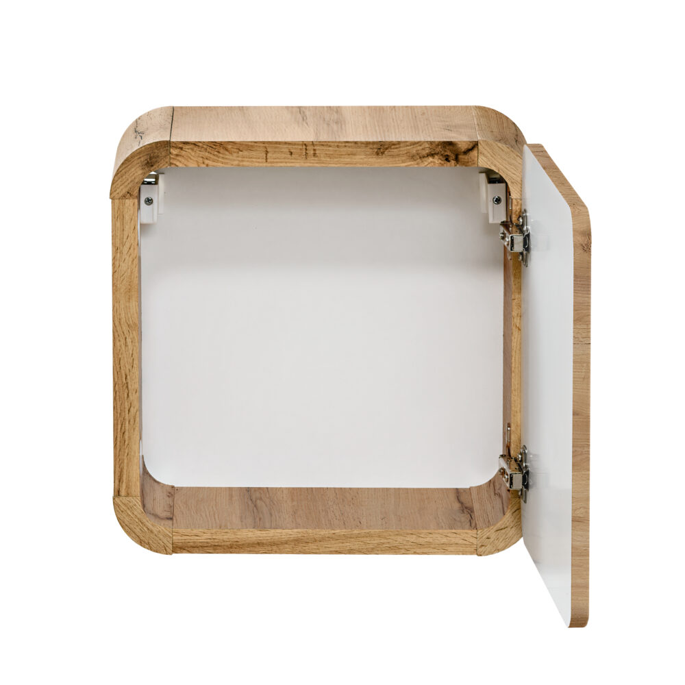 Quadratischer Badezimmer-Hängeschrank ARVIDA – Eiche – abgerundete Ecken – 35 x 35 x 22 cm – Bild 3