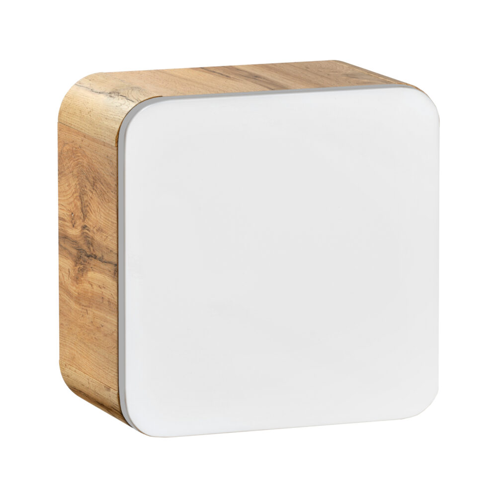 Quadratischer Badezimmer-Hängeschrank ARVIDA – Weiß – abgerundete Ecken – 35 x 35 x 22 cm